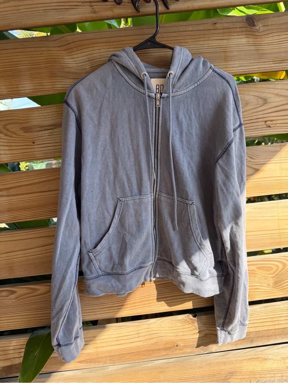 BDG Gray Full-Zip Hooded Sweatshirt